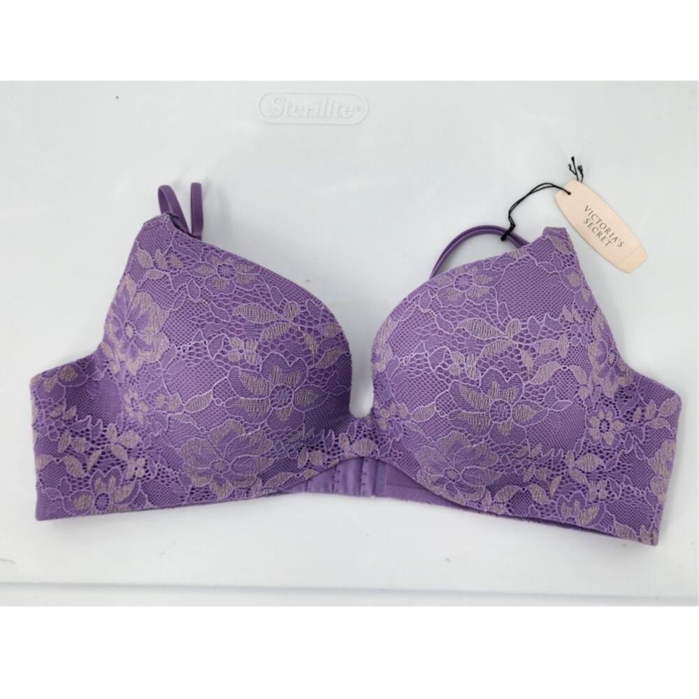 New NWT Victoria's Secret Angels Secret Embrace Lilac Lace Sparkle Bra 34B